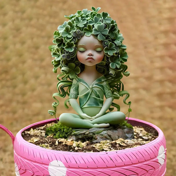Bohemian Meditating Leaf Elf Plaque – Acrylic Garden Decor