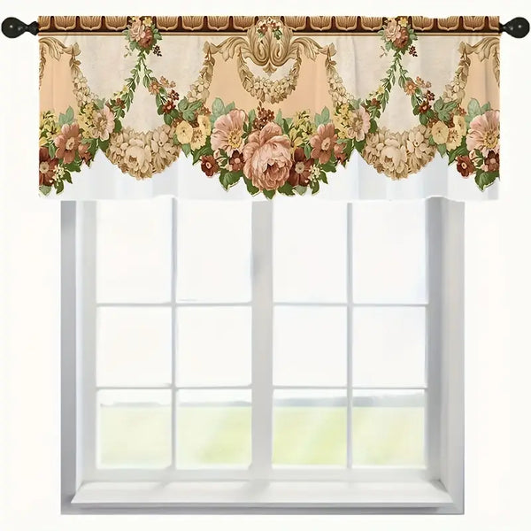 Floral Print Curtain Valance – Country-Style Rod Pocket Design