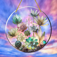 Succulent Plant Sun Catcher – Stained Glass Effect Wall Art