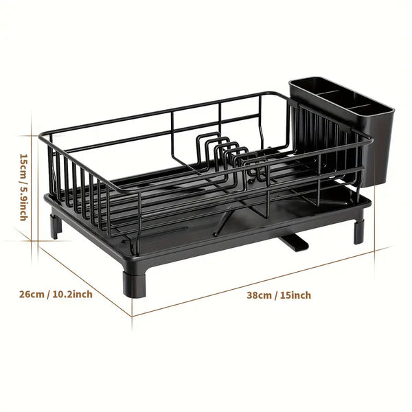 Multifunctional Dish Drying Rack – Rust-Resistant with Drainboard & Utensil Holder