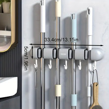 Heavy-Duty Adhesive Mop & Broom Holder – 5-Slot Wall Mount, No Drilling Needed