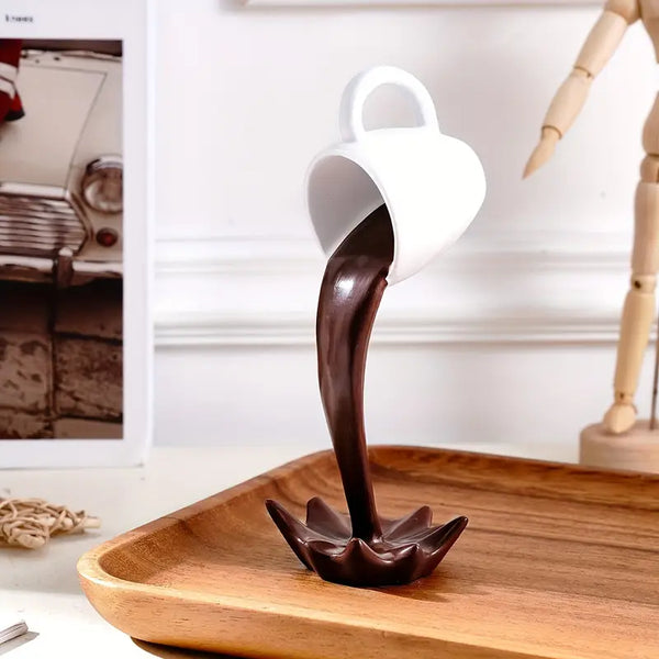 Gravity-Defying Coffee Cup Figurine – Unique Home & Café Decor